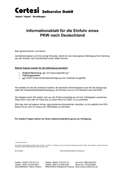 Infoblatt CH - DE Auto Verzollung