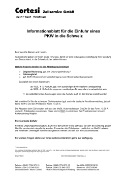 Infoblatt Auto-Verzollung DE-CH