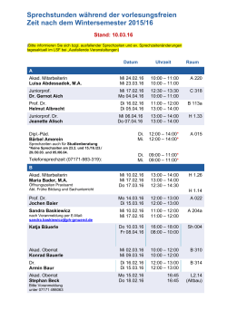 Sprechzeiten während der vorlesungsfreien Zeit