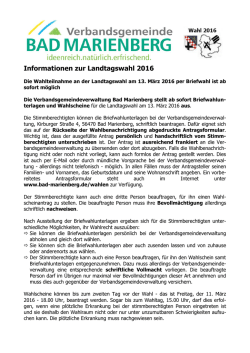Informationen zur Landtagswahl 2016