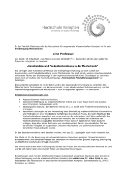 eine Professur - Hochschule Kempten