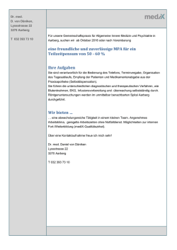 eine freundliche und zuverl&auml;ssige MPA f&uuml;r ein Teilzeitpensum von