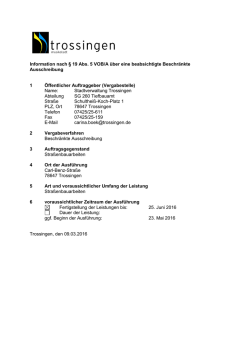 Information nach § 19 Abs. 5 VOB/A über eine beabsichtigte