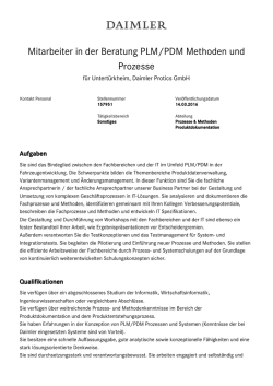 Mitarbeiter in der Beratung PLM/PDM Methoden und