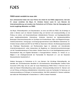 FIDES startet verst&auml;rkt ins neue Jahr