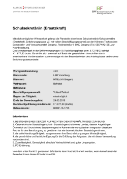 Ausschreibung Schulsekretär/in (Ersatzkraft) HTL Bregenz