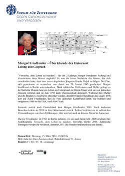 Margot Friedlander - Überlebende des Holocaust