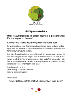 ISUF Querdenkerh&ouml;ck Unsere Aufforderung in einem kleinen