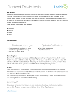 Frontend Entwickler/in