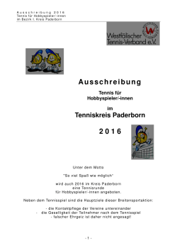 Ausschreibung Hobbyrunde Paderborn 2016