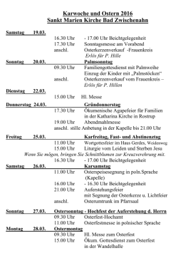Gottesdienste Karwoche/Ostern