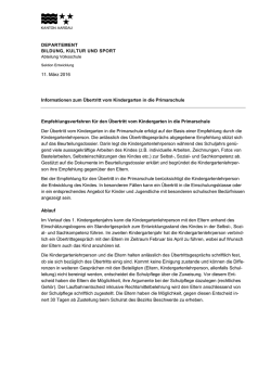 Informationen zum &Uuml;bertritt vom Kindergarten in