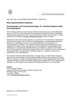 Dr. Andreas Koeberle erh&auml;lt Innovationspreis - Friedrich