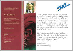 Gro&szlig;e Trauer um Josef Mayr - ASV&Ouml; Sportverein Lichtenberg