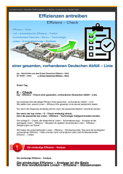E &ndash; Check Die eindeutige Effizienz &ndash; Analyse ist die Basis f&uuml;r Ihre