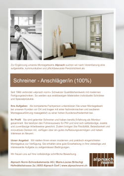 Schreiner - Anschläger/in (100%) - Alpnach Norm