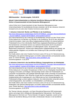 DBS-Newsletter – Sonderausgabe, 10.03.2016 Aktuell