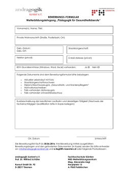 BEWERBUNGS-FORMULAR Weiterbildungslehrgang „Pädagogik