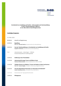 Vorläufiges Programm: 16. März 2016