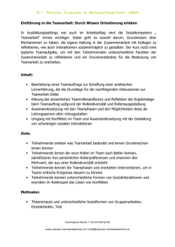 Einführung in die Teamarbeit - Dr. Monika Clausen und