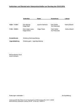 Aufsichten und Dienste beim Osterpreisschießen am Sonntag den 01