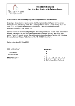 Pressemitteilung der Hochschulstadt Geisenheim