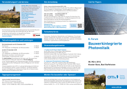 Call for Papers - 31. Symposium Photovoltaische Solarenergie