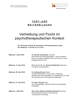 Detailprogramm Vertreibung und Flucht im psychotherapeutischen