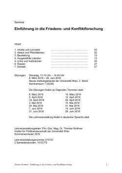 Einf&uuml;hrung in die Friedens- und Konfliktforschung