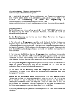 Informationsblatt zur Erfassung der Imker im VIS