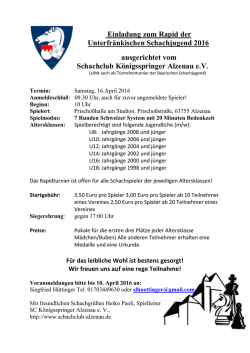 Einladung zum Rapid der Unterfränkischen Schachjugend 2016