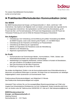 Praktikant/Werkstudent (m/w) für den Bereich