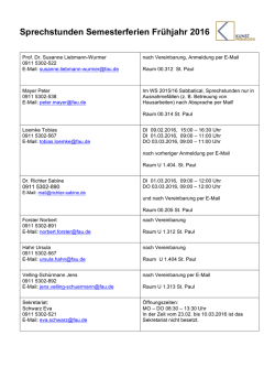 Sprechstunden Semesterferien Frühjahr 2016