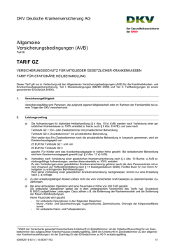 Allgemeine Versicherungsbedingungen (AVB) TARIF GZ