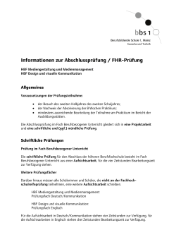 Informationen zur Abschlussprüfung / FHR-Prüfung