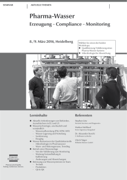 Pharma-Wasser - Erzeugung &ndash; Compliance - GMP