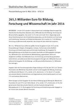 265,5 Milliarden Euro für Bildung, Forschung und Wissenschaft im