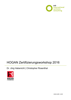 HOGAN Zertifizierungsworkshop 2016