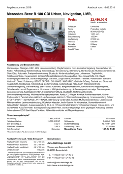 Mercedes-Benz B 180 CDI Urban, Navigation, LMR, Preis