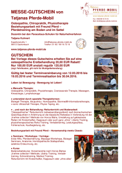 Gutschein Messe 2016 - Tatjanas Pferde Mobil
