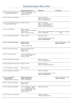 Gottesdienstplan März 2016