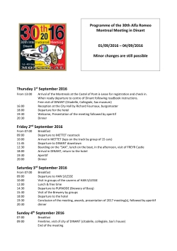 Programme of the 30th Alfa Romeo Montreal Meeting in Dinant 01