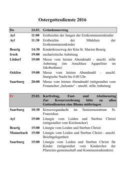 Gottesdienste an Ostern 2016