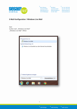 E-Mail Konfiguration / Windows Live Mail