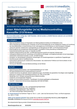 einen Abteilungsleiter (m/w) Medizincontrolling