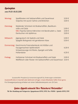 Guten Appetit w&uuml;nscht Ihre Fleischerei Holzm&uuml;ller! Speiseplan