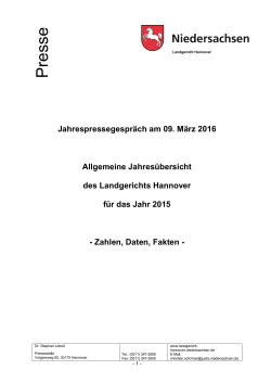 Jahrespressegespräch 2016 - Landgericht Hannover