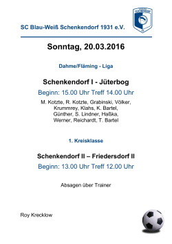 Sonntag, 13.03.2016 - SC Blau Weiss Schenkendorf