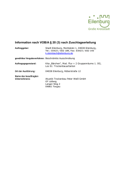 Information nach VOB/A &sect; 20 (3) nach Zuschlagserteilung