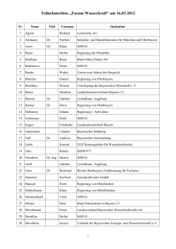 Teilnehmerliste „Forum Wasserkraft“ am 16.03.2012 - Energie